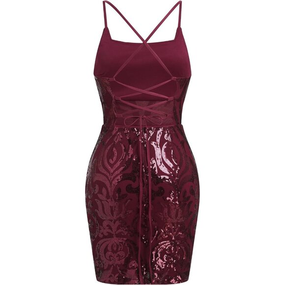 Women's Sparkly Sequin Bodycon Mini Dress Party Nightclub Homecoming - Picture 5 of 6